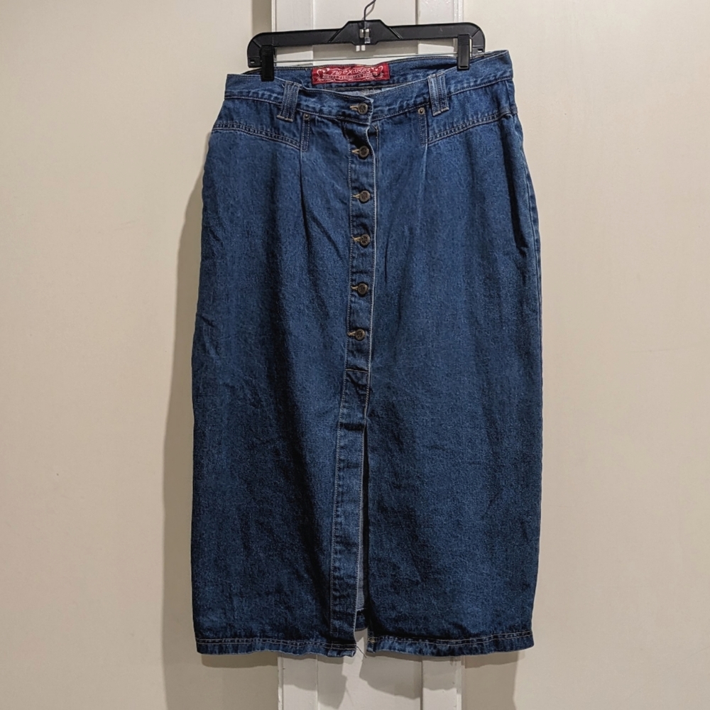 Vintage No Excuses denim button down skirt